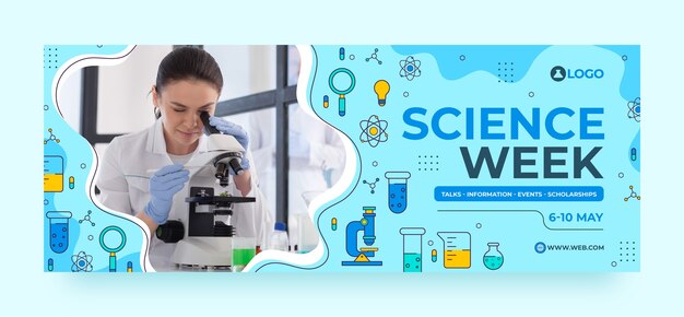 hand drawn science social media cover template