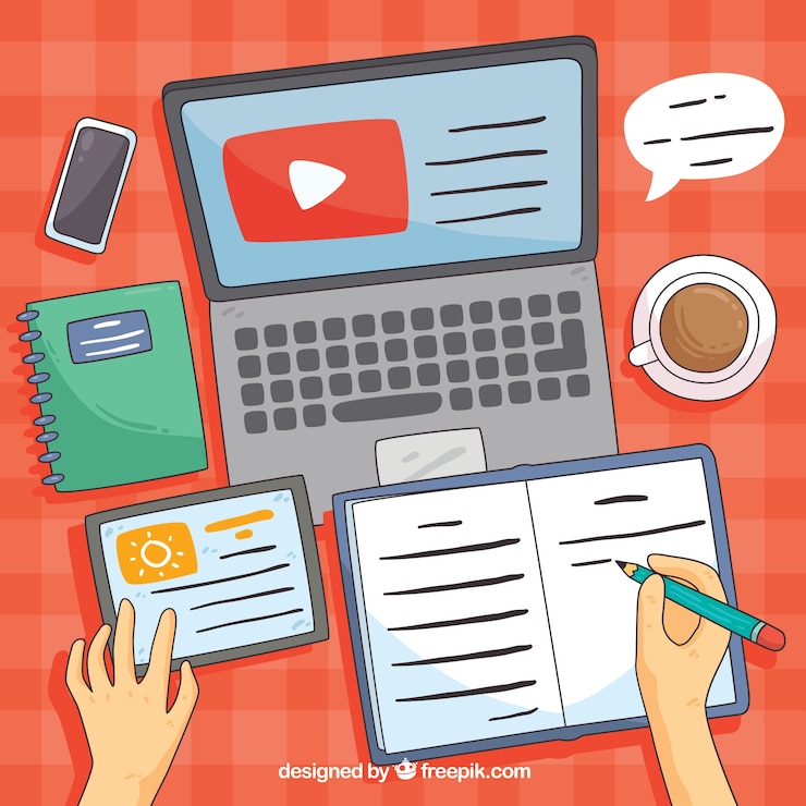 Gratis Vektor hand drawn webinar design