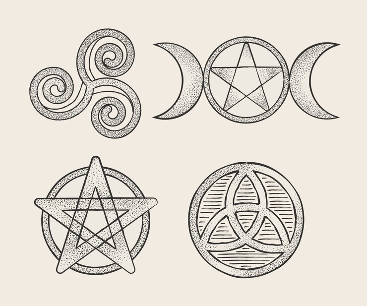 Gratis Vektor hand drawn wiccan symbols