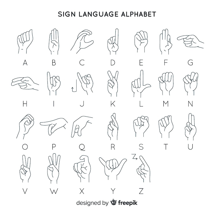 Gratis Vektor hand gesture language alphabet