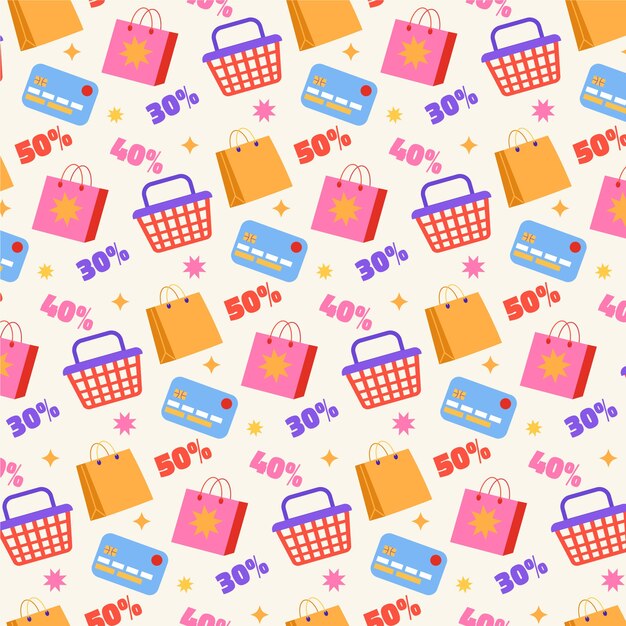Handritad design för shoppingmönster