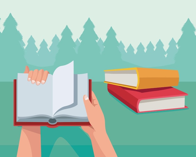 hands reading with books