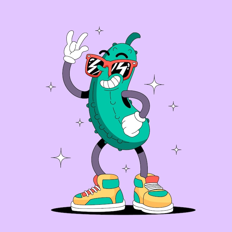 Gratis Vektor håndtegnet cartoonillustration af syltede agurker