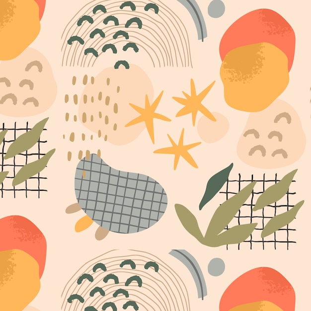 Håndtegnet fladt design abstrakt doodle mønster