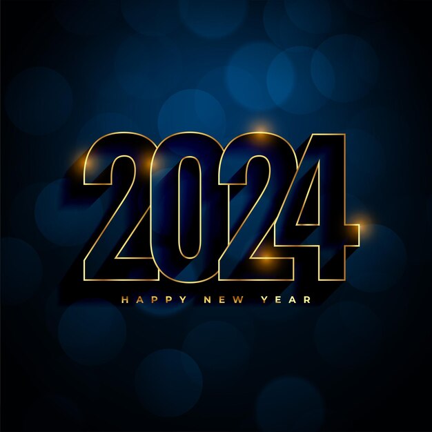 happy new year 2024 bokeh background with shiny effect vector