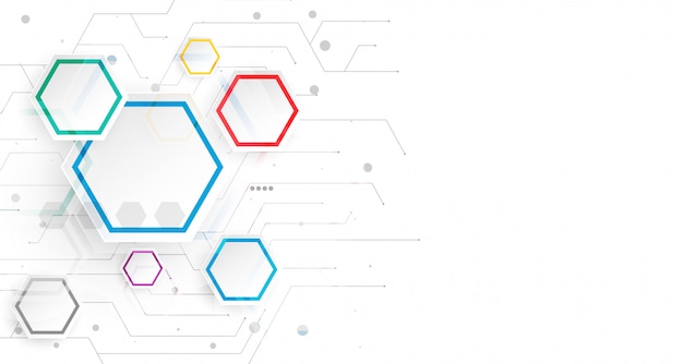 Hexagonal infographic white background template