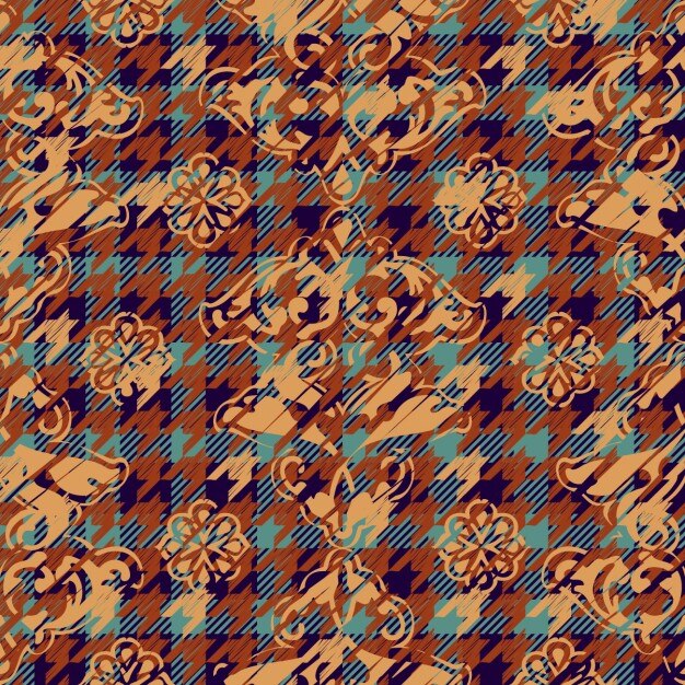 houndstooth and flowers pattern
