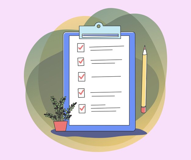 Huge clipboard with checklist and pencil