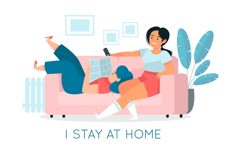 Gratis Vektor i stay at home quarantine with my friend