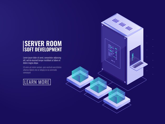 Ikon for design af informationssystemer, webserver, computerudstyr, big data behandling