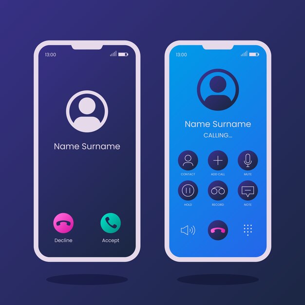 Illustration av gränssnitt för telefonsamtalsskräm med lutning