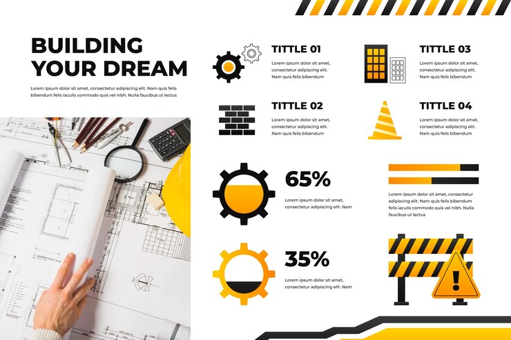 Gratis Vektor infografik over gradientkonstruktionsprojekt