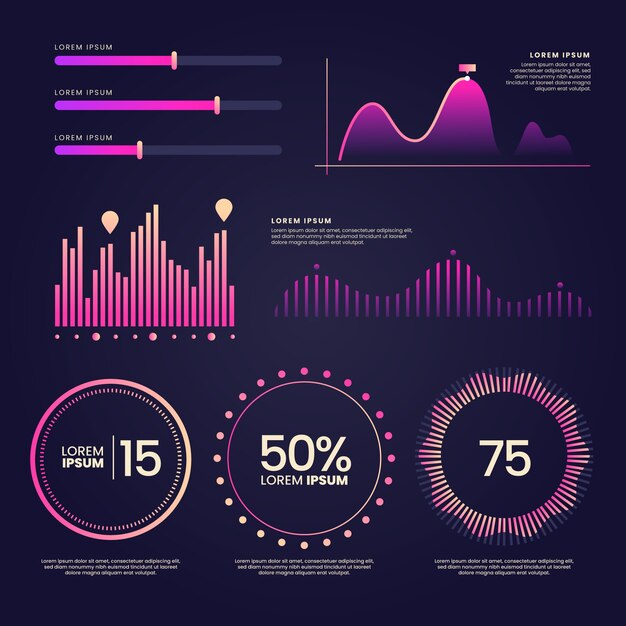 Infographic template dashboard element collection
