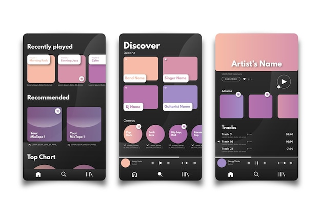 Interface for music player app