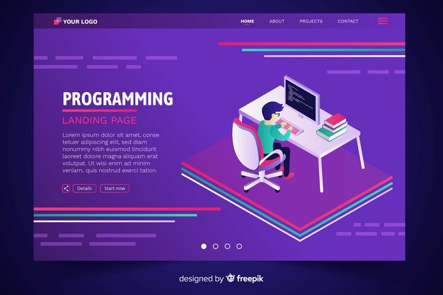 isometric programming landing page template