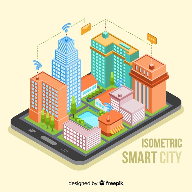 isometric smart city background