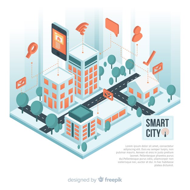 isometric smart city illustration