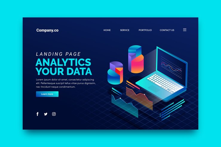 Gratis Vektor isometric technology landing page template
