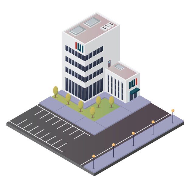 isometric white building