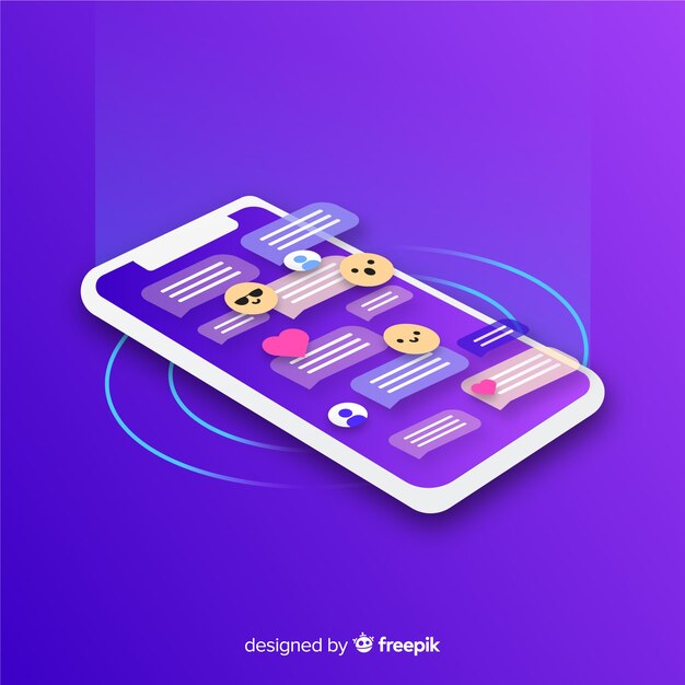 Isometrisk telefon med chat-koncept