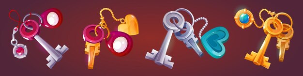 Keychains set isolated on background
