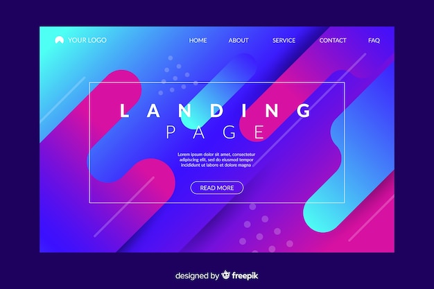 landing page with abstract shapes