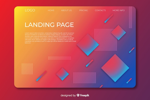 Landing page with gradient geometric shapes 