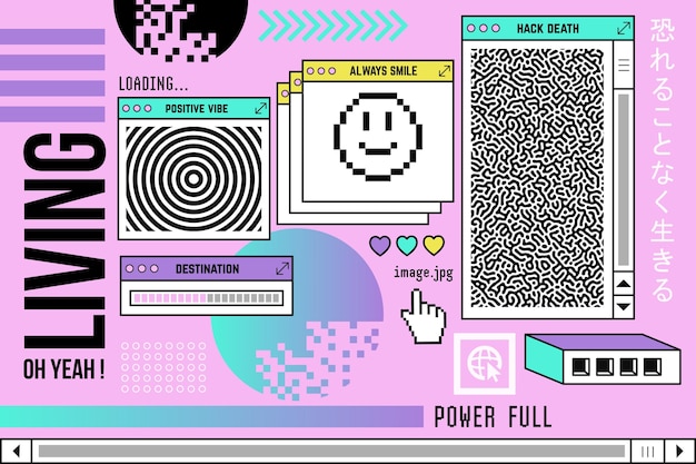 Linear vintage vaporwave background