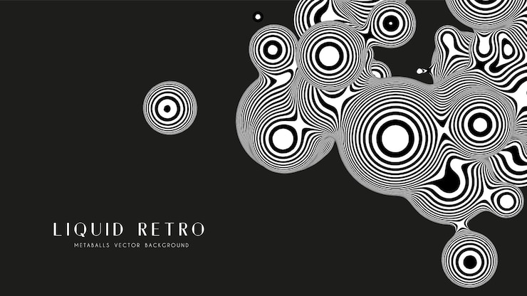 Gratis Vektor liquid retro 3d zebra metaball with organic structure abstract vector black and white background fluid futurisctic shapes