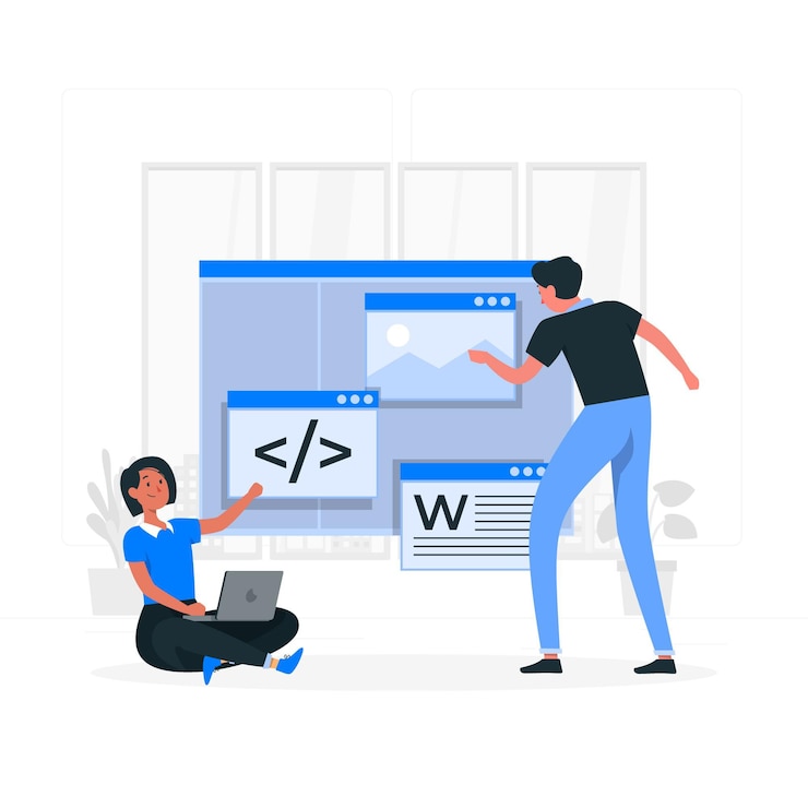 Gratis Vektor low code development concept illustration