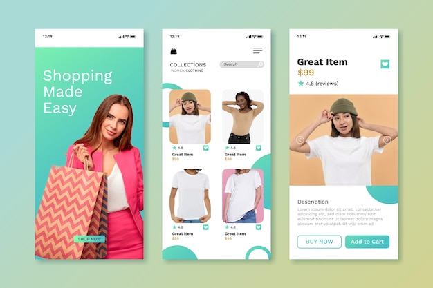 Mall för e-handelsapp med lutning
