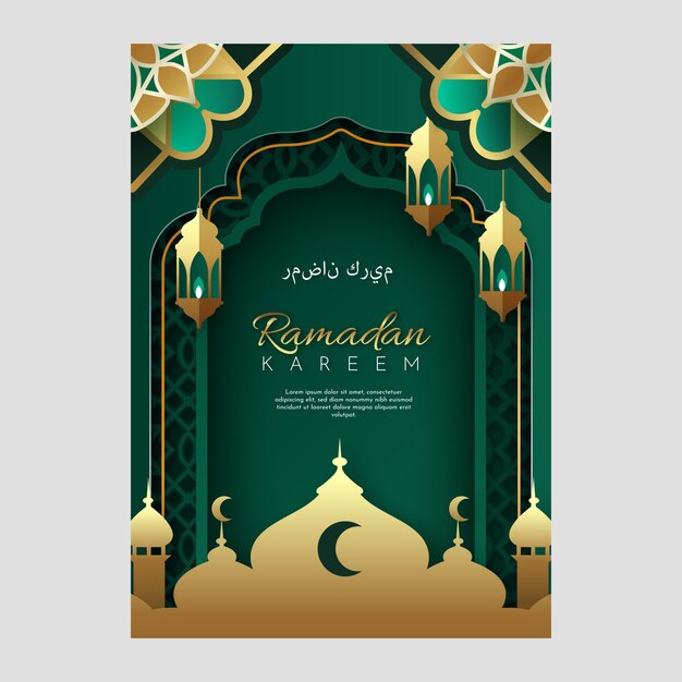 Mall för ramadan-hälsningskort med lutning