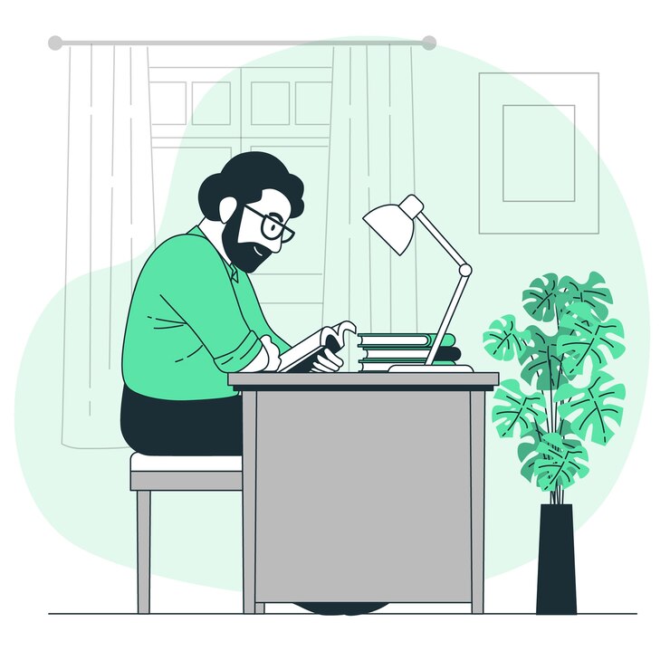 Gratis Vektor man reading concept illustration