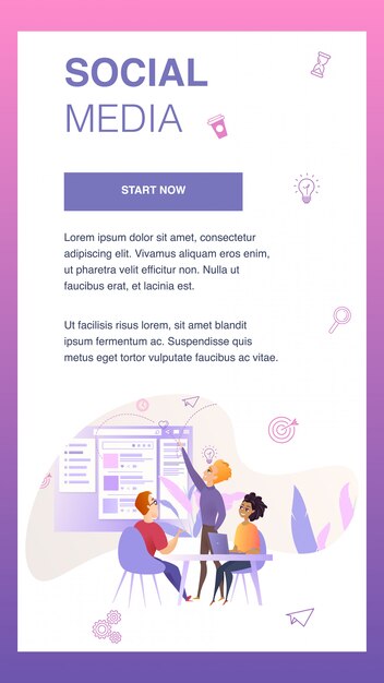 marketing team character develop ui mobile banner