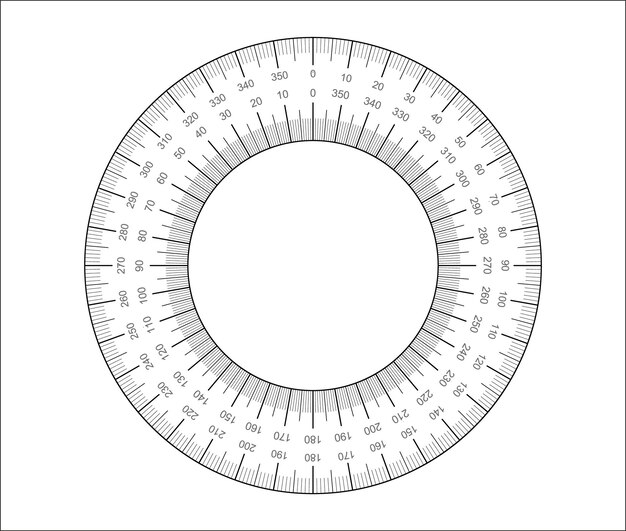Measuring circle blank Circular Protractor grid for measuring degrees