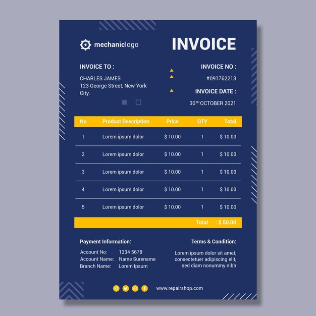 mechanic invoice template