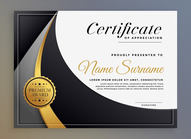 Modern certificate template in black and gray wavy 