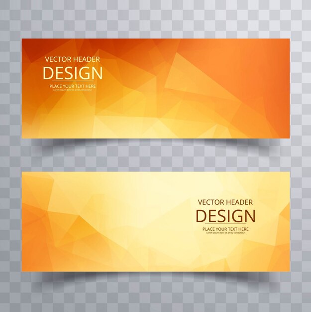 Modern orange polygonal banners