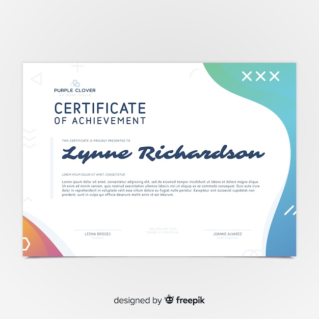 Moderne skabelon til certifikat med abstrakt design