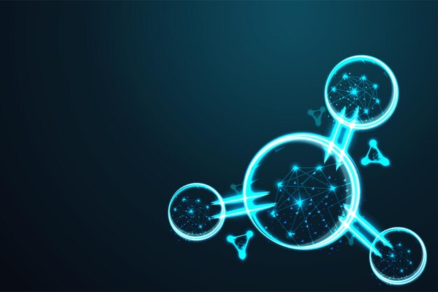molecule abstract wire low poly polygonal wire frame mesh looks like constellation on dark blue night sky with dots and stars illustration and background