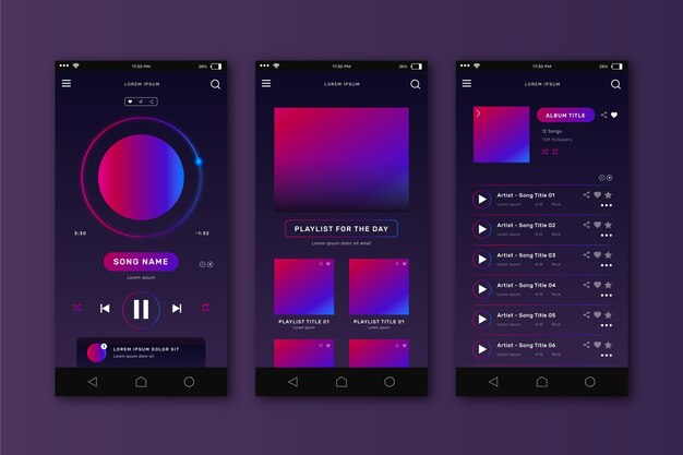 Music player app interface