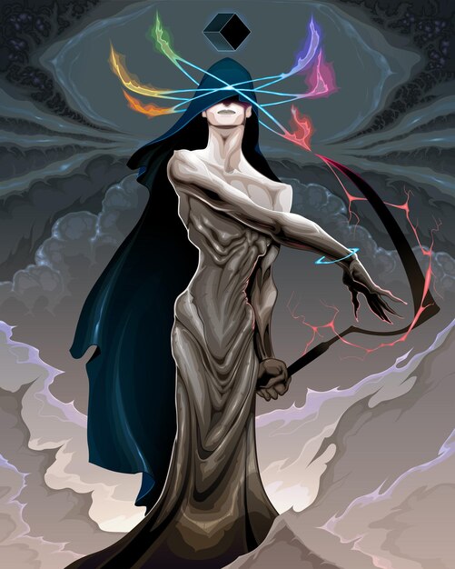 Mytologisk gengivelse af Saturn. Vektor illustration
