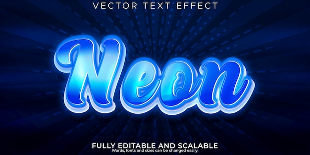 neon light text effect editable retro and glowing text style