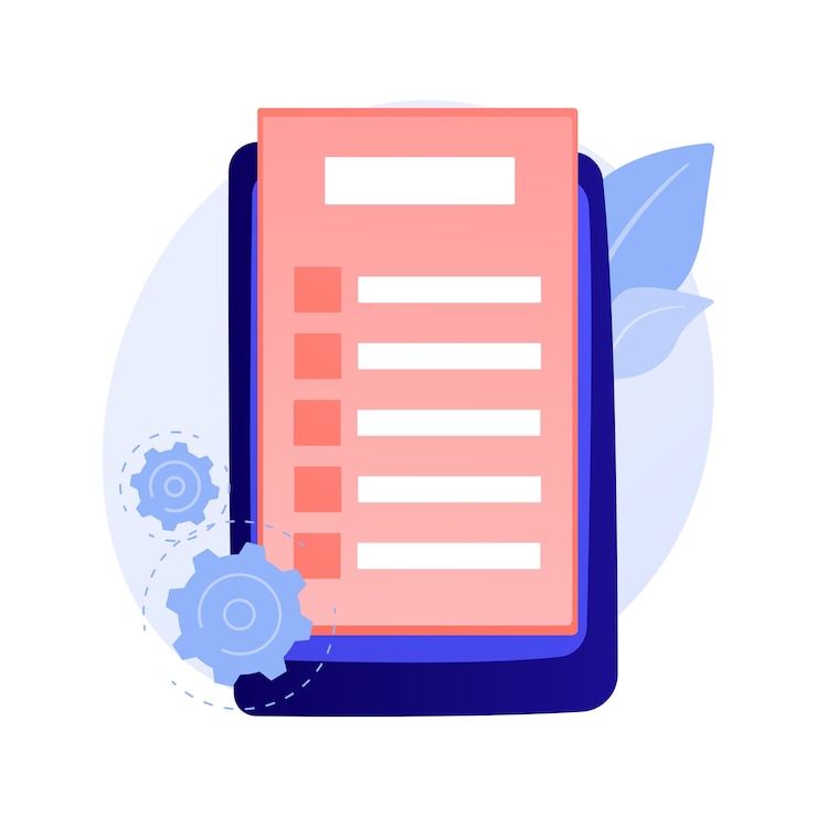 Gratis Vektor online document form. digital agreement, electronic contract, internet questionnaire. to do list, note. voting ballot, poll flat design element concept illustration