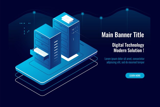 Online document management isometric icon, mobile application, cloud file access, hosting provider 
