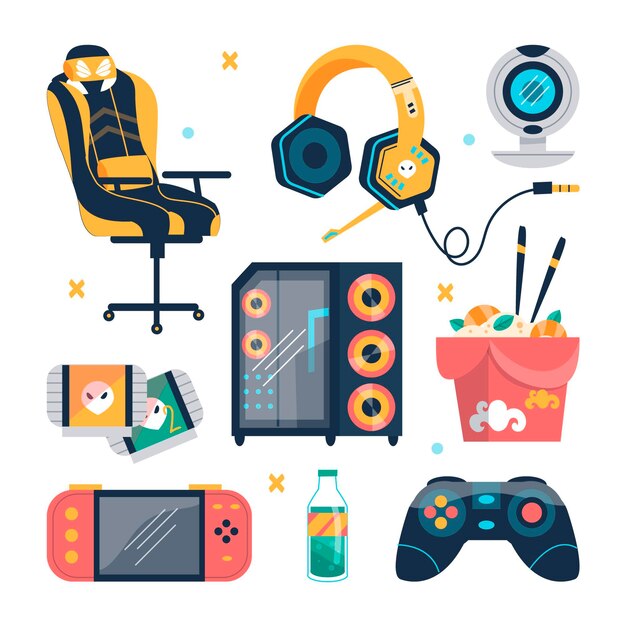 Organic flat game streamer elements collection