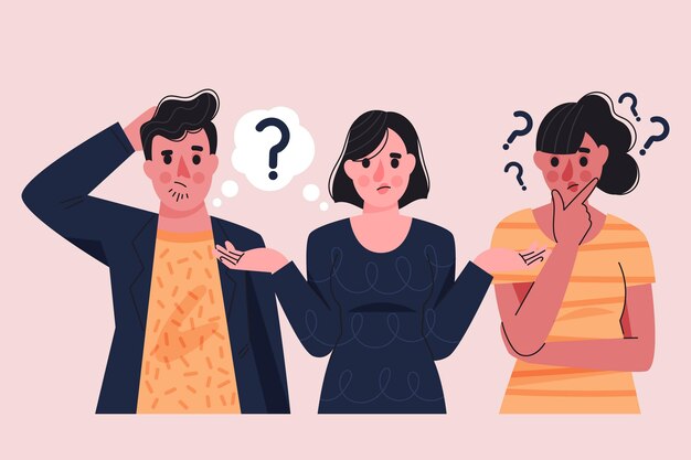 organic flat people asking questions illustration