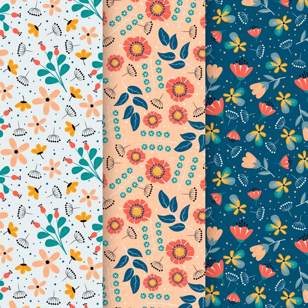Pack of flat colorful spring patterns