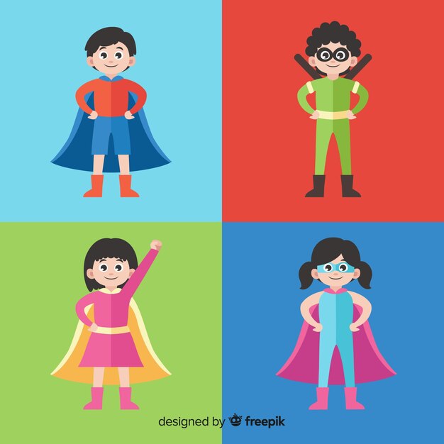 Pack of superhero kids