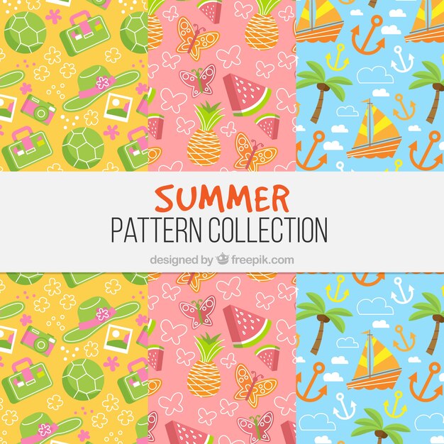 Pack of three colored summer patterns